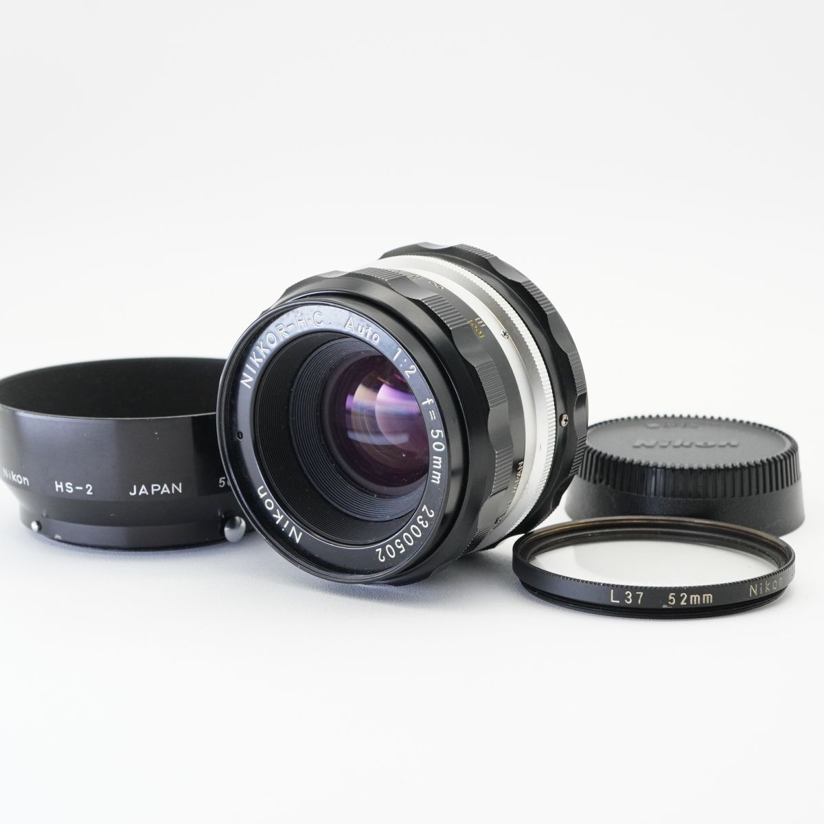 良品 動作確認済 Nikon ニコン NIKKOR-H・C Auto 50mm f2 フード(HS-2)付き #B2701