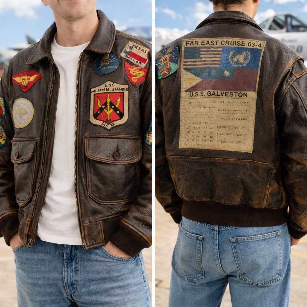 【希少/XL】INTERMEDIA CONTRACT インターメディアコントラクト USA製 G-1 レザーフライトジャケット トップガン ワッペン 42