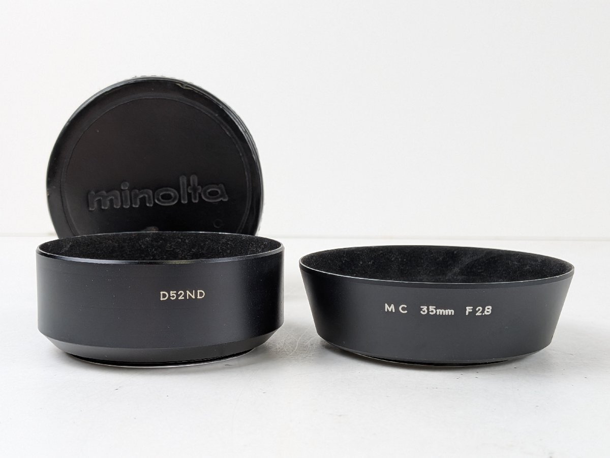 Minolta ミノルタ MC 35mm F2.8 専用フード + D52ND フードケース 純正アクセサリー 2点セット 現状品
