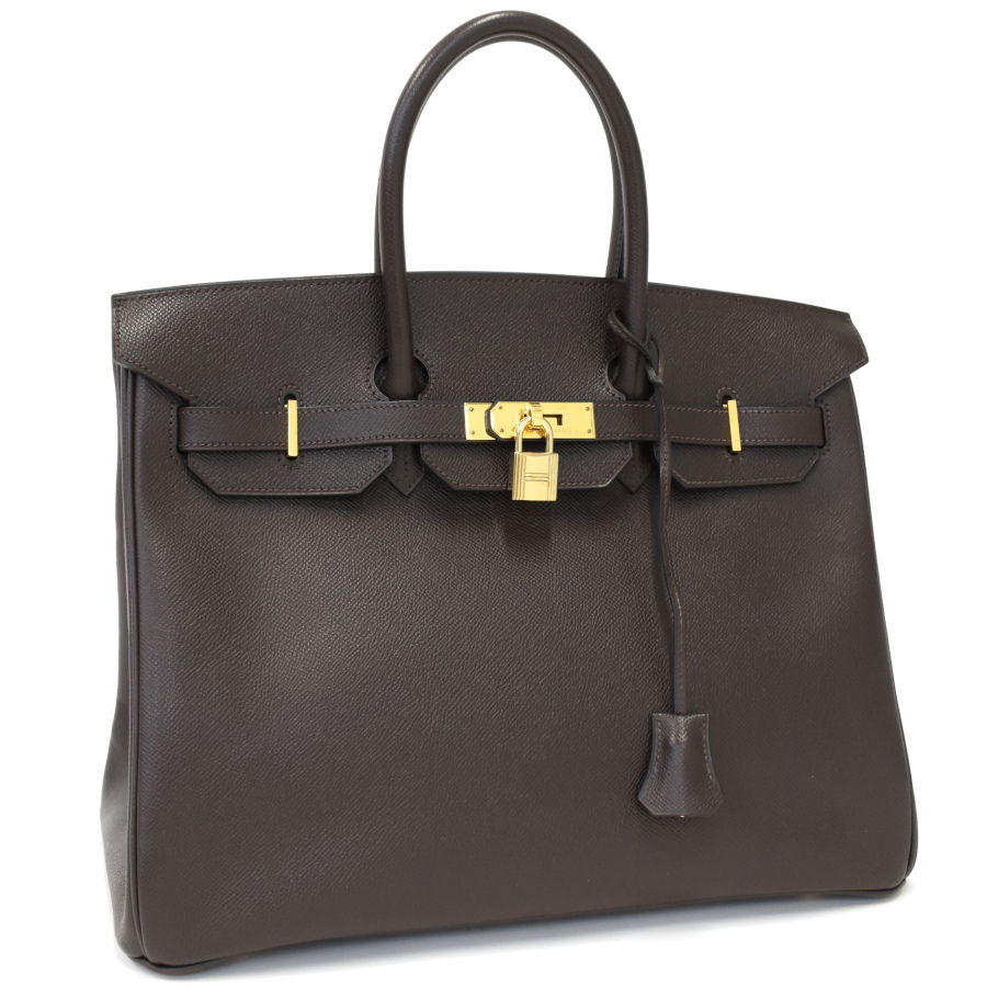 エルメス バーキン35 ハンドバッグ □B刻印 クシュベル レザー エベヌ ゴールド金具 HERMES