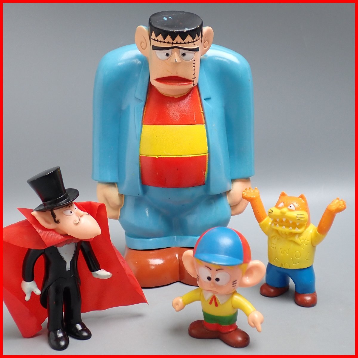 ★当時物 ポピー 怪物くんファミリーセット ソフビ人形/ドラキュラ/フランケン/オオカミ男/小学館/昭和/コレクション&1985600067