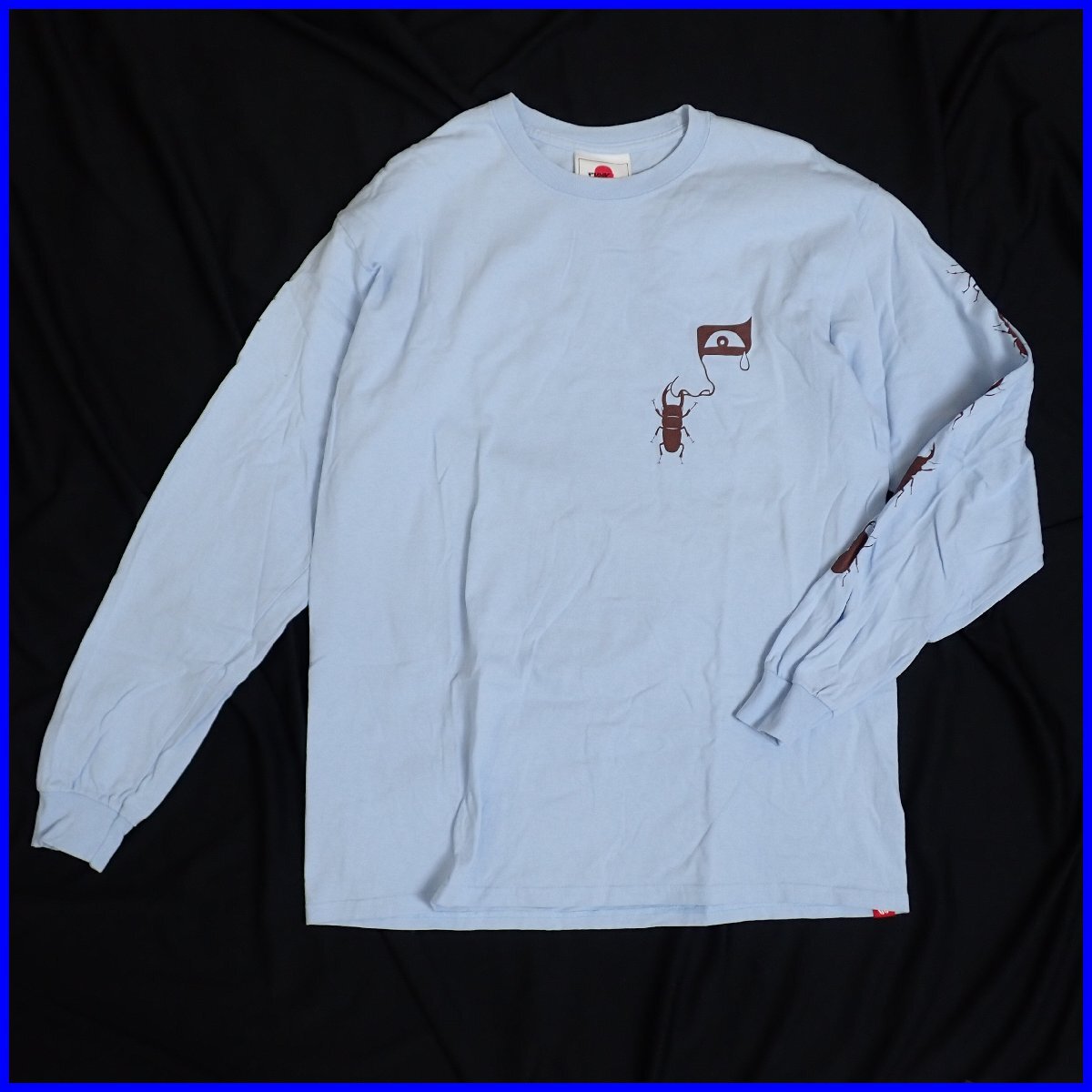 ★PUNK DRUNKERS/パンクドランカーズ 鼻クワガタロンTEE 長袖Tシャツ メンズL/ライトブルー/コットン100％&1808300534