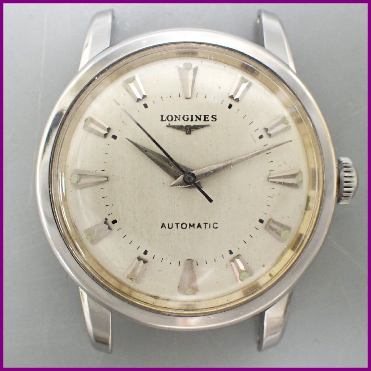 ★LONGINES/ロンジン プレコンクエスト Cal.19AS 自動巻き腕時計 フェイスのみ/シルバー/3針/ジャンク扱い&2165000125