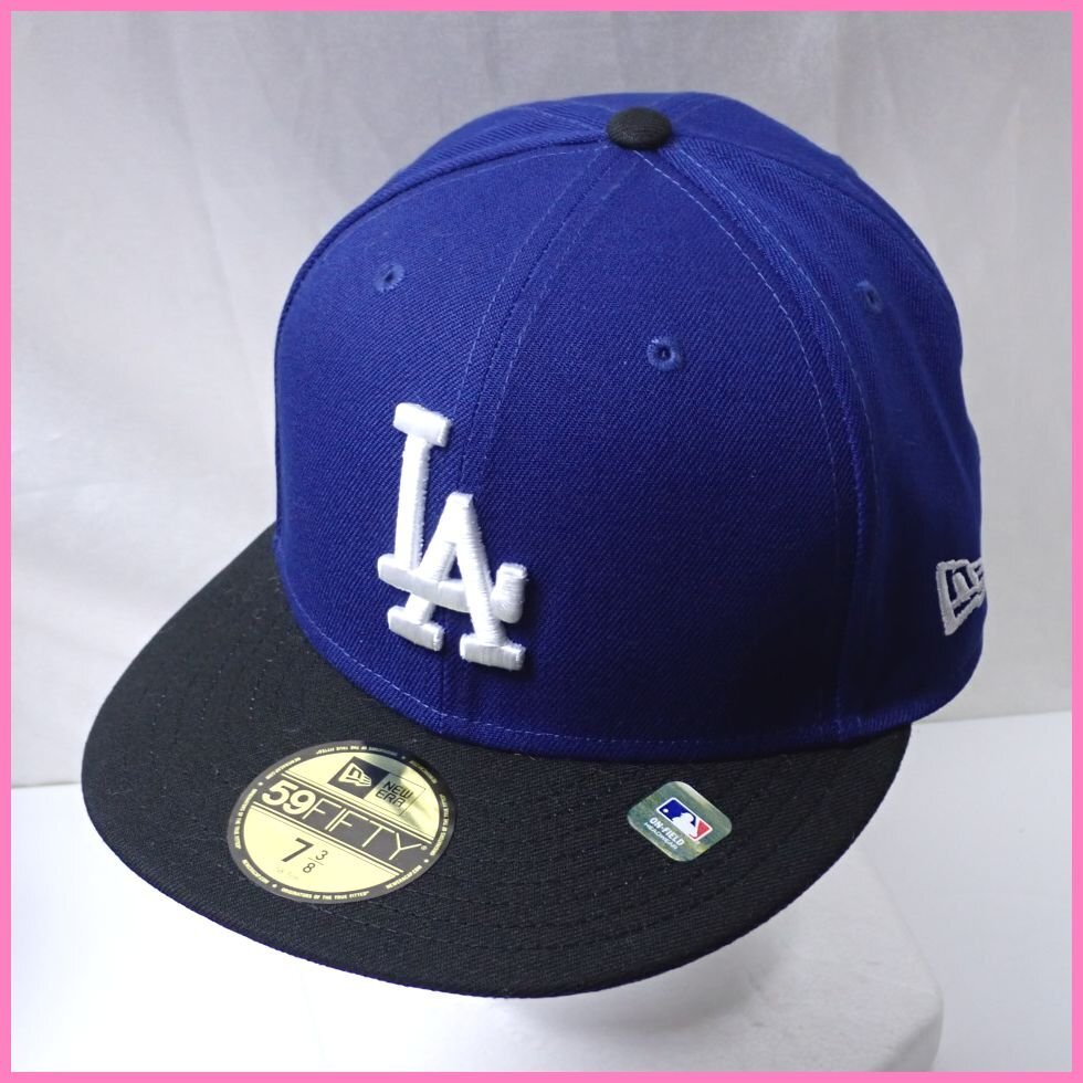 ★未使用 NEW ERA 59FIFTY MLB オンフィールド ロサンゼルス・ドジャース キャップ 7 3/8 58.7cm/ブルー×ブラック/帽子&2204300005