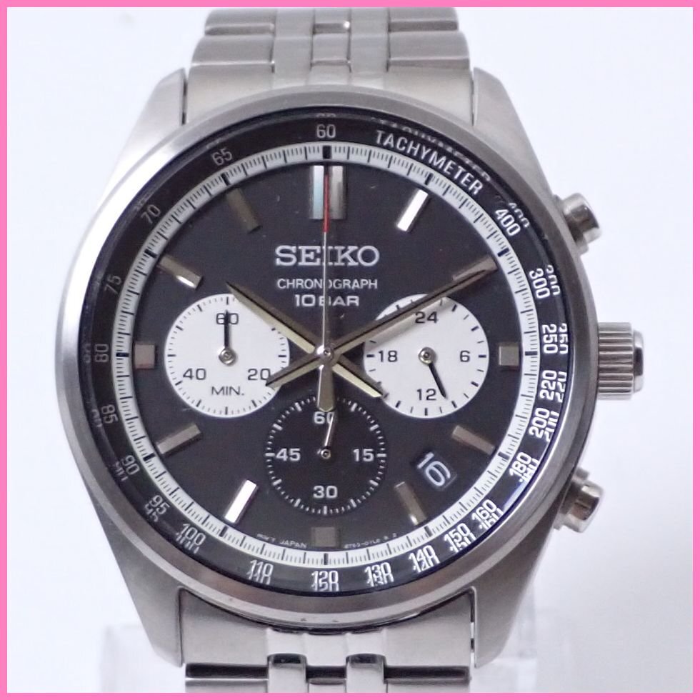 ★SEIKO/セイコー SSB429P1 クロノグラフ腕時計/クォーツ/黒文字盤/SS/10気圧防水/海外モデル/ケース・外箱等付属&2132900015