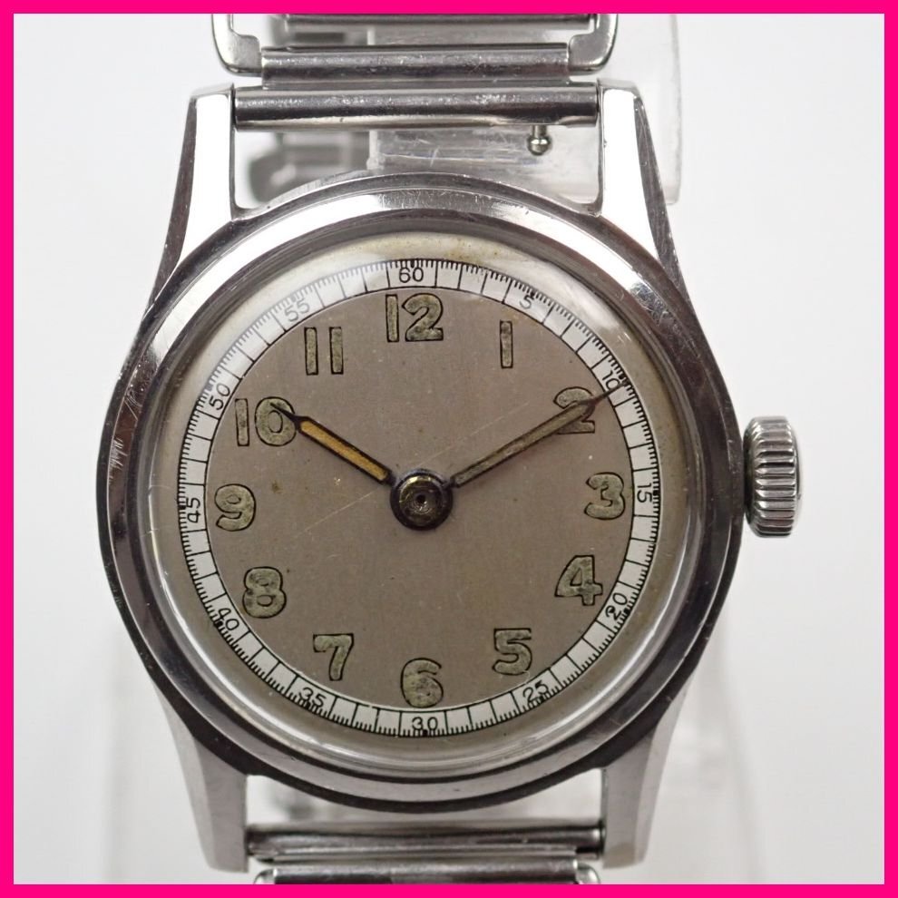 ★ヴィンテージ 手巻き腕時計/グレー文字盤/社外品ベルト/2針/アナログ/ジャンク扱い&2165000103