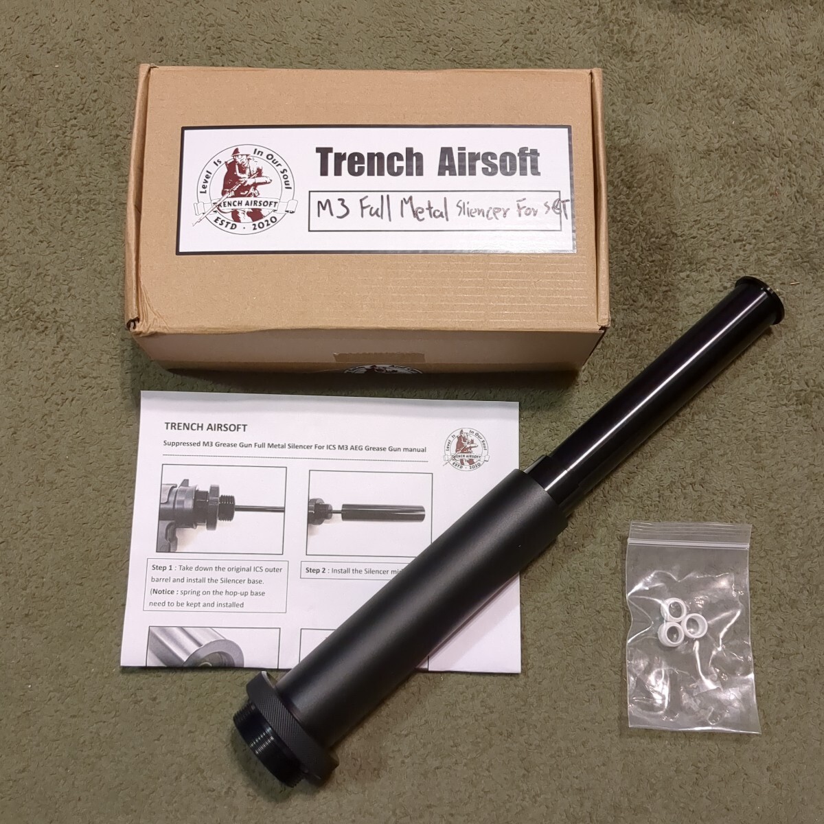 TRENCH AIRSOFT製 S&T用 M3グリースガン フルメタルサイレンサー/サプレッサー M3A1 電動ガン ベトナム戦争 MACVSOG
