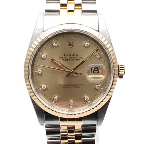 【OH/磨き済】 ROLEX ロレックス デイトジャスト 16233G S番 メンズ 腕時計 自動巻 ゴールド文字盤 機械式 デイト ダイヤ 動作品 中古