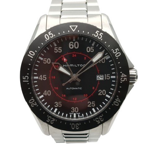 HAMILTON ハミルトン カーキアビエーション H767550 腕時計 自動巻き メンズ 動作品 デイト 黒文字盤 中古