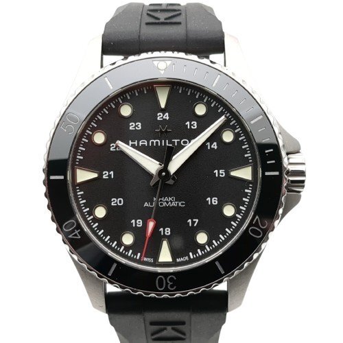 【美品】 HAMILTON ハミルトン カーキ スキューバ オート 自動巻き 機械式 H825150 ラバー 腕時計 メンズ ネイビー 動作品 中古