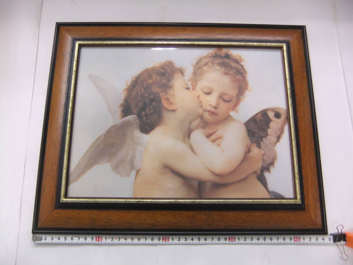 【50613】アート　プリント　天使の額絵　中古品