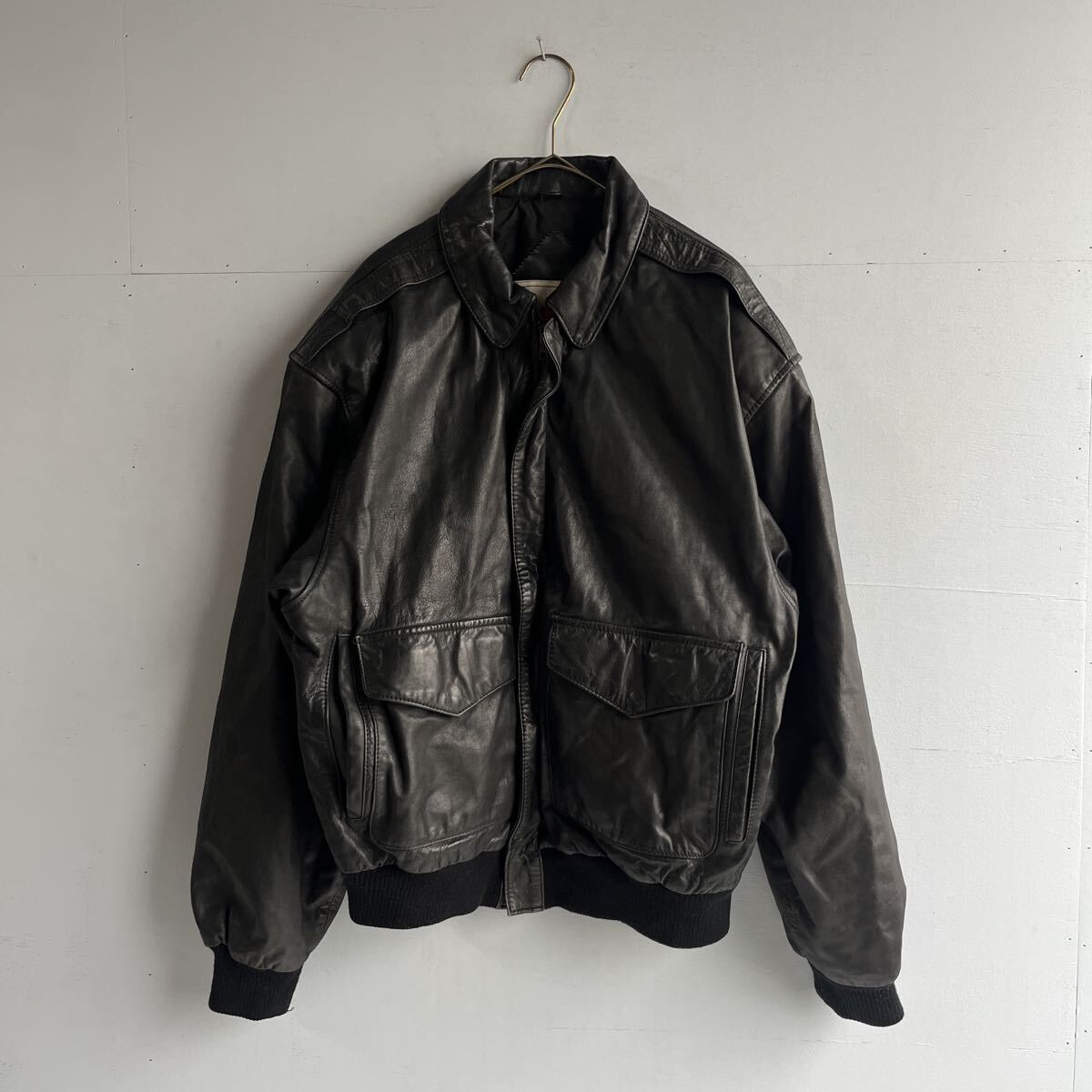 【YS8263】LUIS ALVER ルイス ・アルベアール Vintage ヴィンテージ レザージャケット ブラック A-2 フライトジャケット レザー S