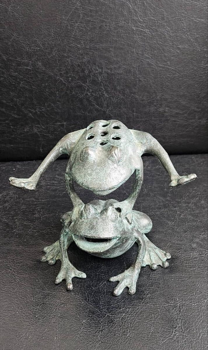 SAN PACIFIC SPI ブロンズ調 蛙 カエル かえる 置物 インテリア オブジェ 縁起物