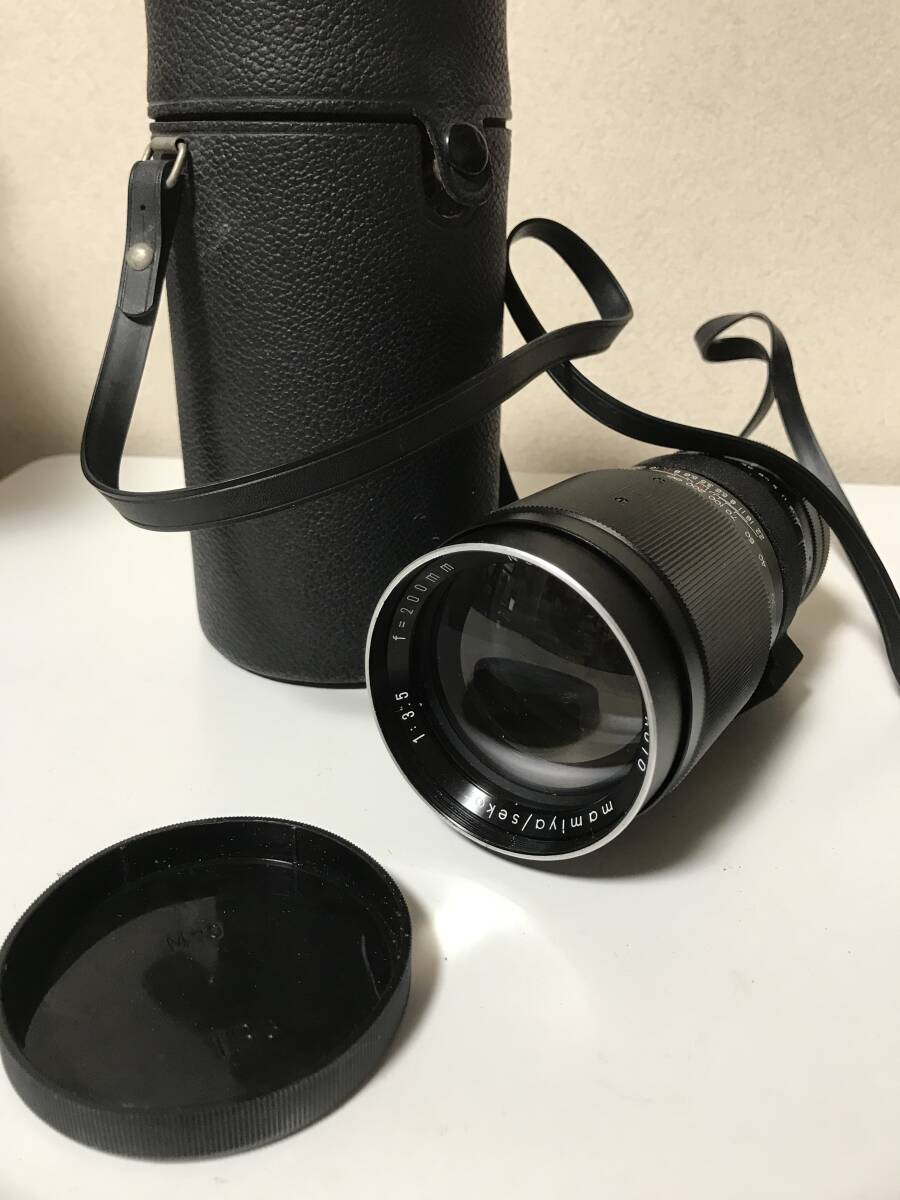 動作未確認の為ジャンク　マミヤ AUTO mamiya sekor 200mm 1:3.5 M42マウント マニュアルレンズ ケース付き【3CM6050202】