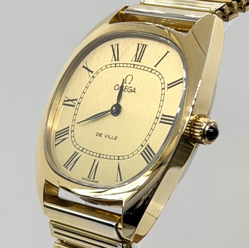 [稼働] OMEGA DE VILLE 1970s' ローマンインデックス オメガ デヴィル 手巻き ゴールド 金張 石付き メンズ ヴィンテージ 2針 腕時計