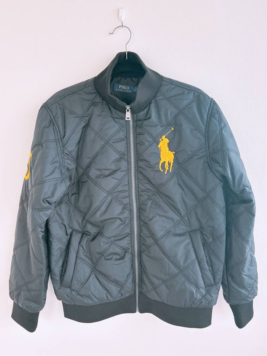 POLO RALPH LAUREN ポロ ラルフローレン ブルゾン キルティング メンズ ビッグロゴ 金x黒