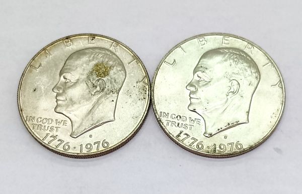 2◆外国銭◆アイゼンハワーダラー 銀貨　リバティベルムーン 1ドル 米国建国200周年記念 1776-1976 サンフランシスコ 2枚セット 現況品