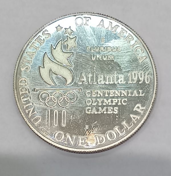 5◆外国銭◆アメリカ銀貨 アトランタオリンピック記念硬貨 カヌー4人乗り 現況品