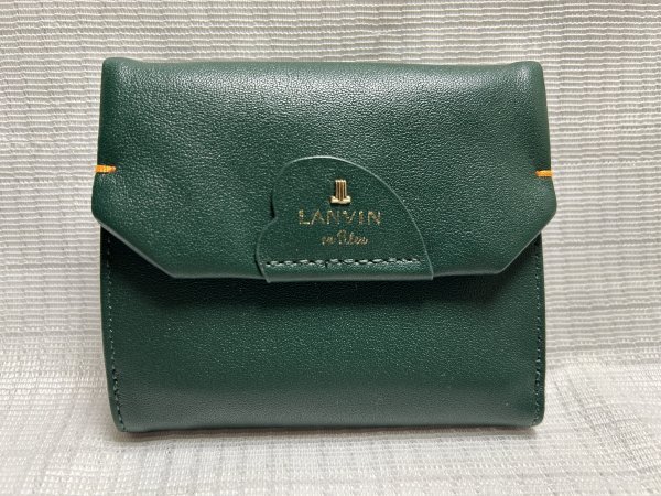 ☆美品☆LANVINランバン/折財布/ステッチグリーン