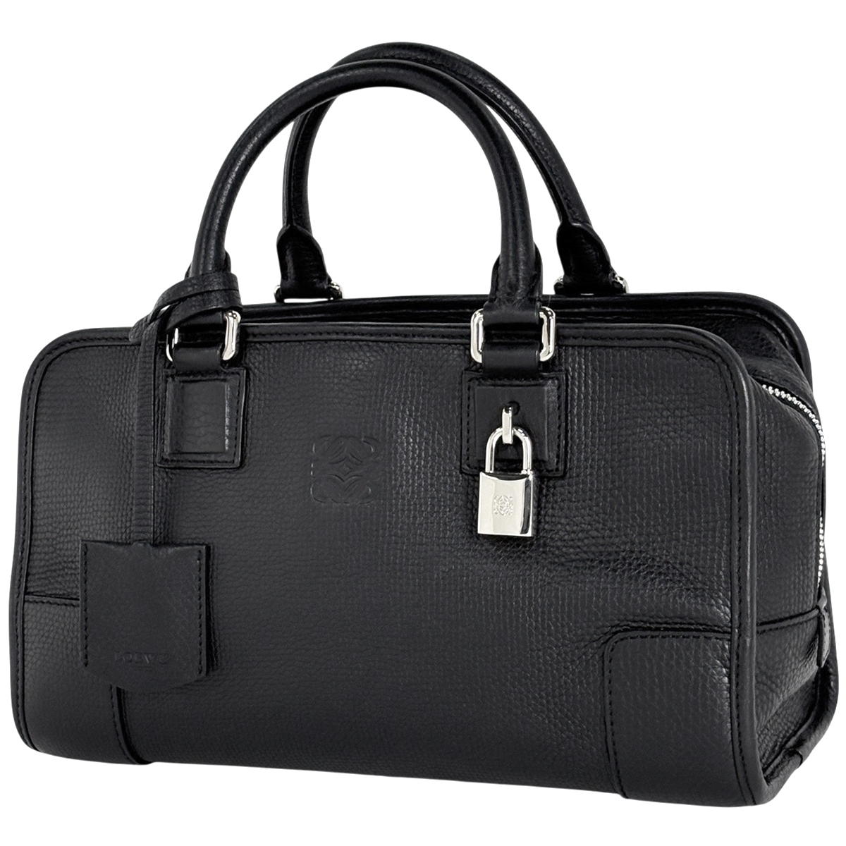 ロエベ LOEWE アマソナ 28 アナグラム ロゴ ハンドバッグ レザー ブラック レディース 【中古】