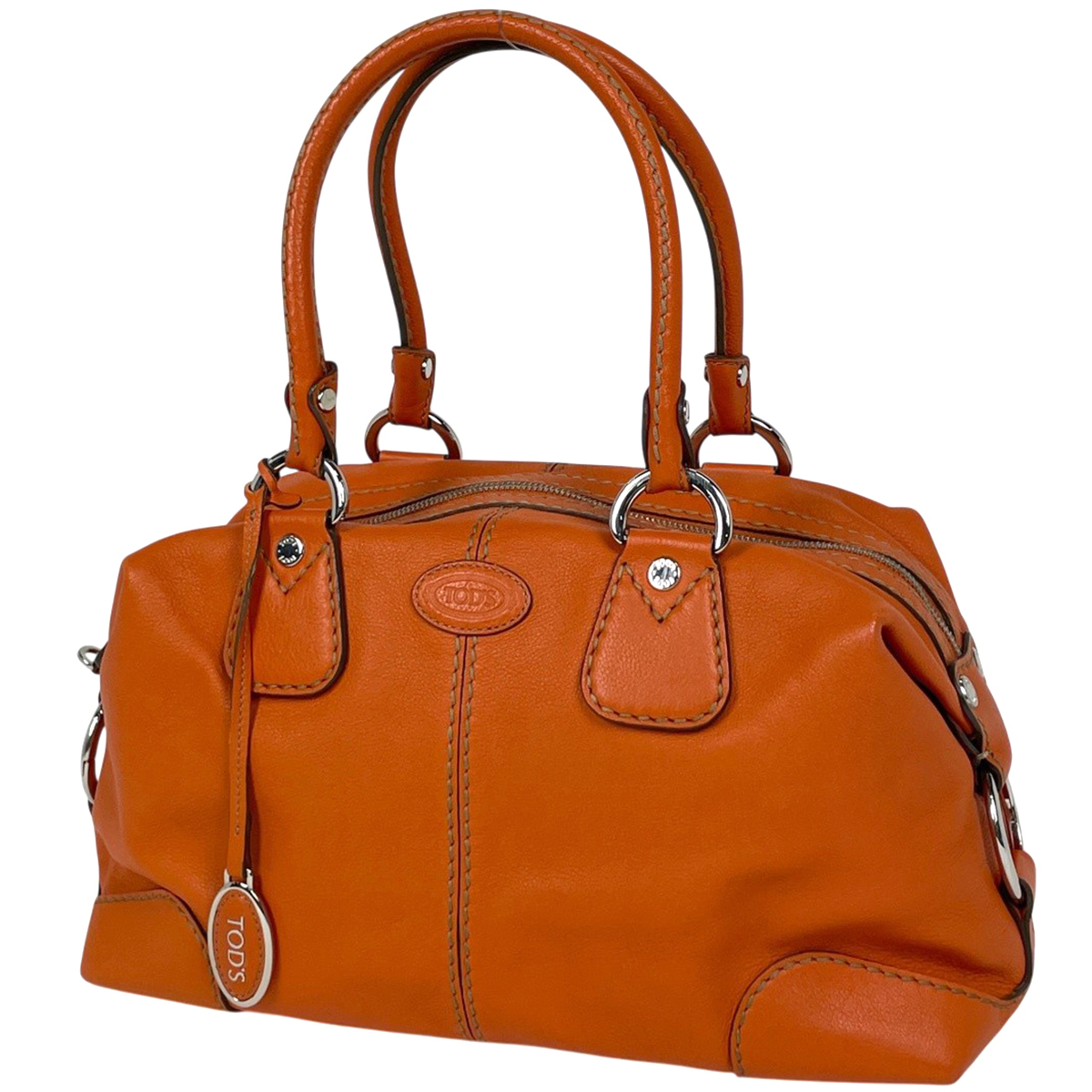 【在庫一掃】 トッズ TOD’S ロゴ ハンドバッグ レザー オレンジ レディース 【中古】