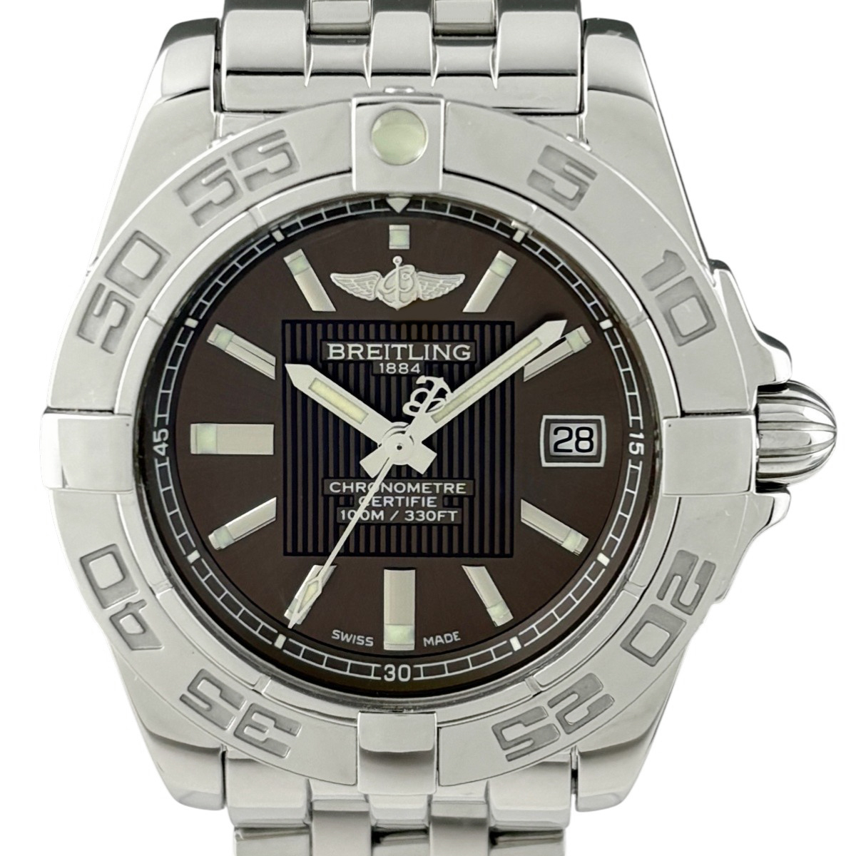 【在庫一掃】 【保証書】ブライトリング BREITLING ギャラクティック 32 A71356 腕時計 SS クォーツ ブラウン メンズ 【中古】