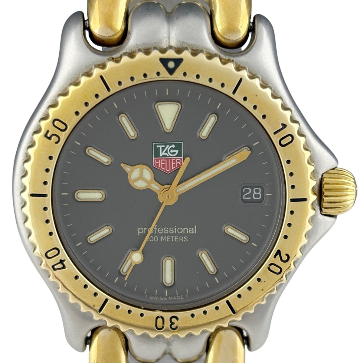 【在庫一掃】 タグホイヤー TAG HEUER プロフェッショナル セルシリーズ S95.213 腕時計 SS GP クォーツ グレー メンズ 【中古】