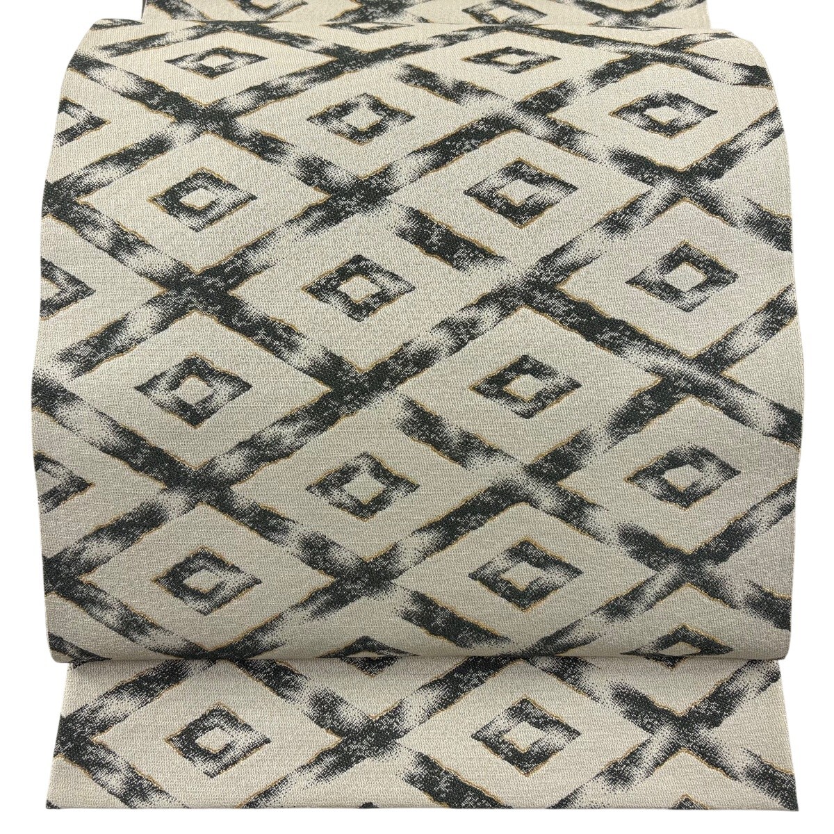 【美品】 袋帯 秀品 祥園 落款 菱 金糸 ベージュ 六通 正絹 【中古】