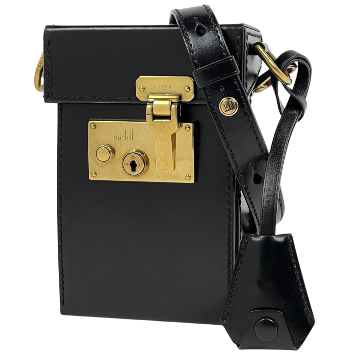 【在庫一掃】 ダンヒル Dunhill ロゴ GTロックバッグ ショルダーバッグ レザー ブラック レディース 【中古】