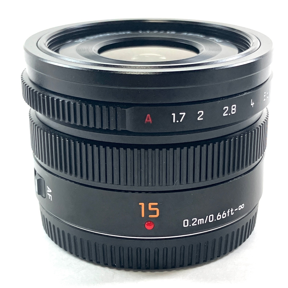 パナソニック Panasonic LEICA DG SUMMILUX 15mm F1.7 ASPH. H-X015-K ブラック 一眼カメラ用レンズ（オートフォーカス） 【中古】