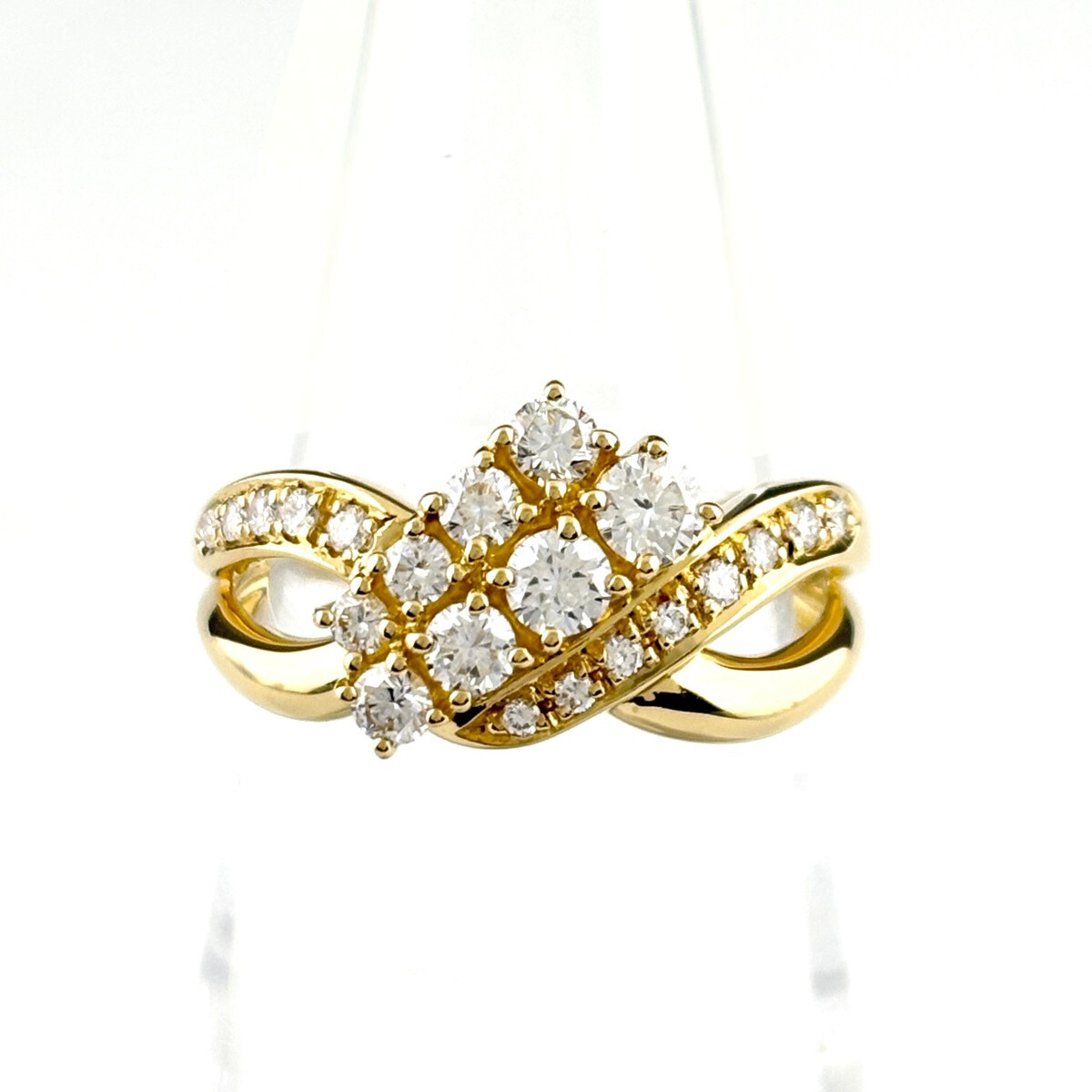 タサキ TASAKI メレダイヤ デザインリング YG イエローゴールド 指輪 リング 13号 K18 ダイヤモンド レディース 【中古】