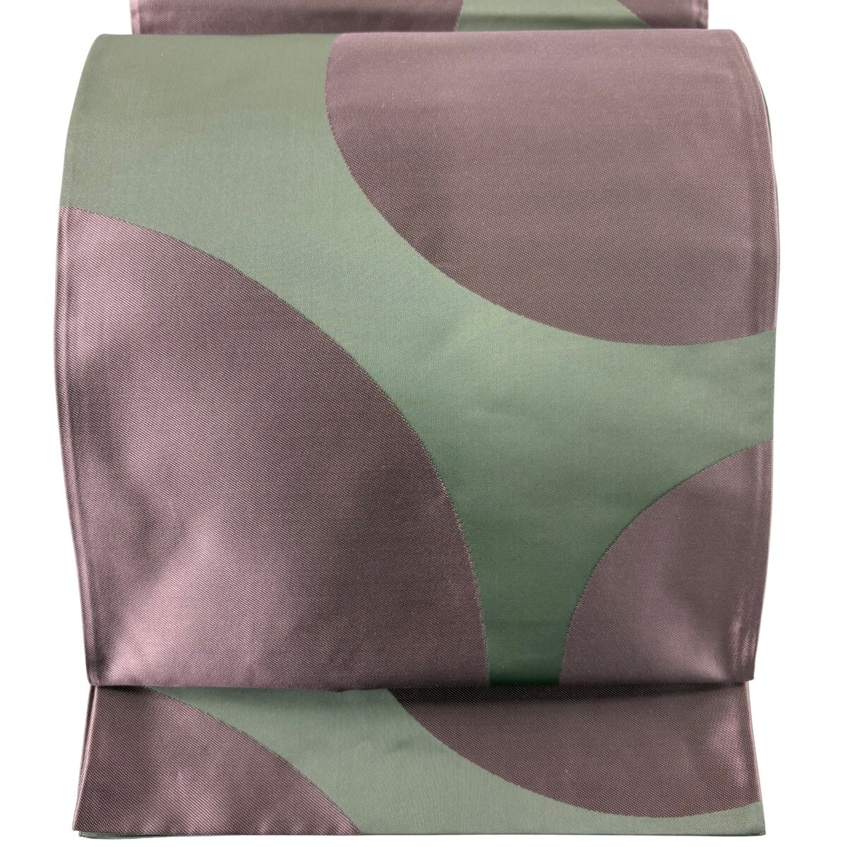 【美品】 袋帯 名品 辻村ジュサブロー 落款 丸文 灰緑 六通 正絹 【中古】