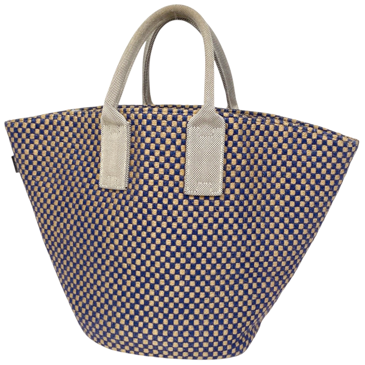 エルメス HERMES パニエ バスPM ジュート ハンドバッグ トートバッグ リネン ブルー ベージュ レディース 【中古】