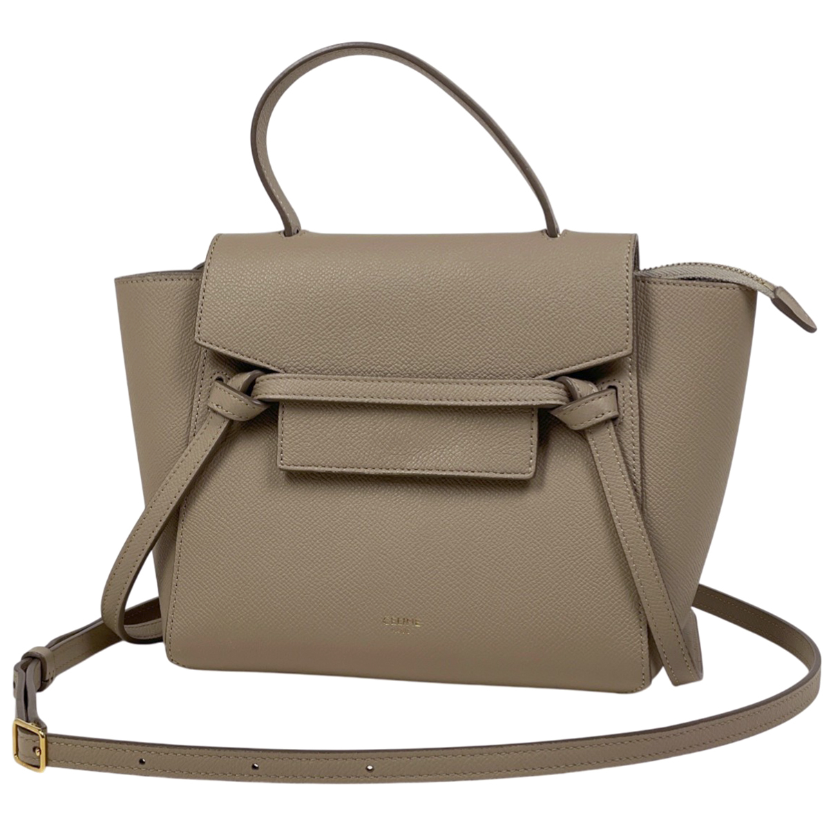 セリーヌ CELINE ベルトバッグ ナノ 2WAY ショルダーバッグ ハンドバッグ レザー ベージュ レディース 【中古】