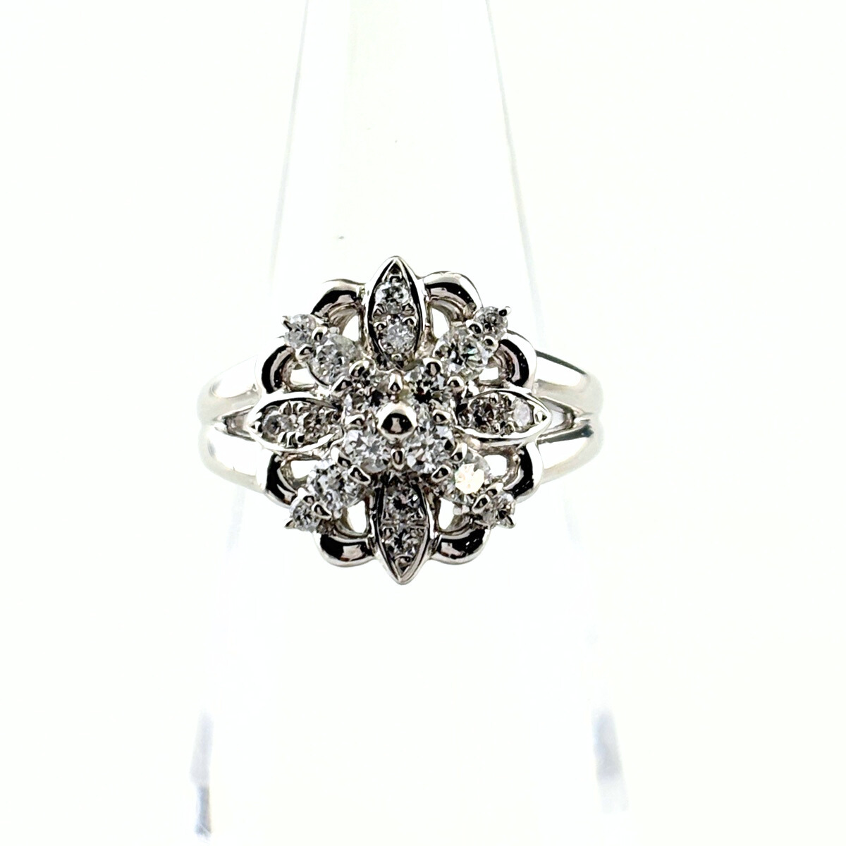 メレダイヤ デザインリング プラチナ 指輪 リング 7.5号 Pt900 ダイヤモンド レディース 【中古】