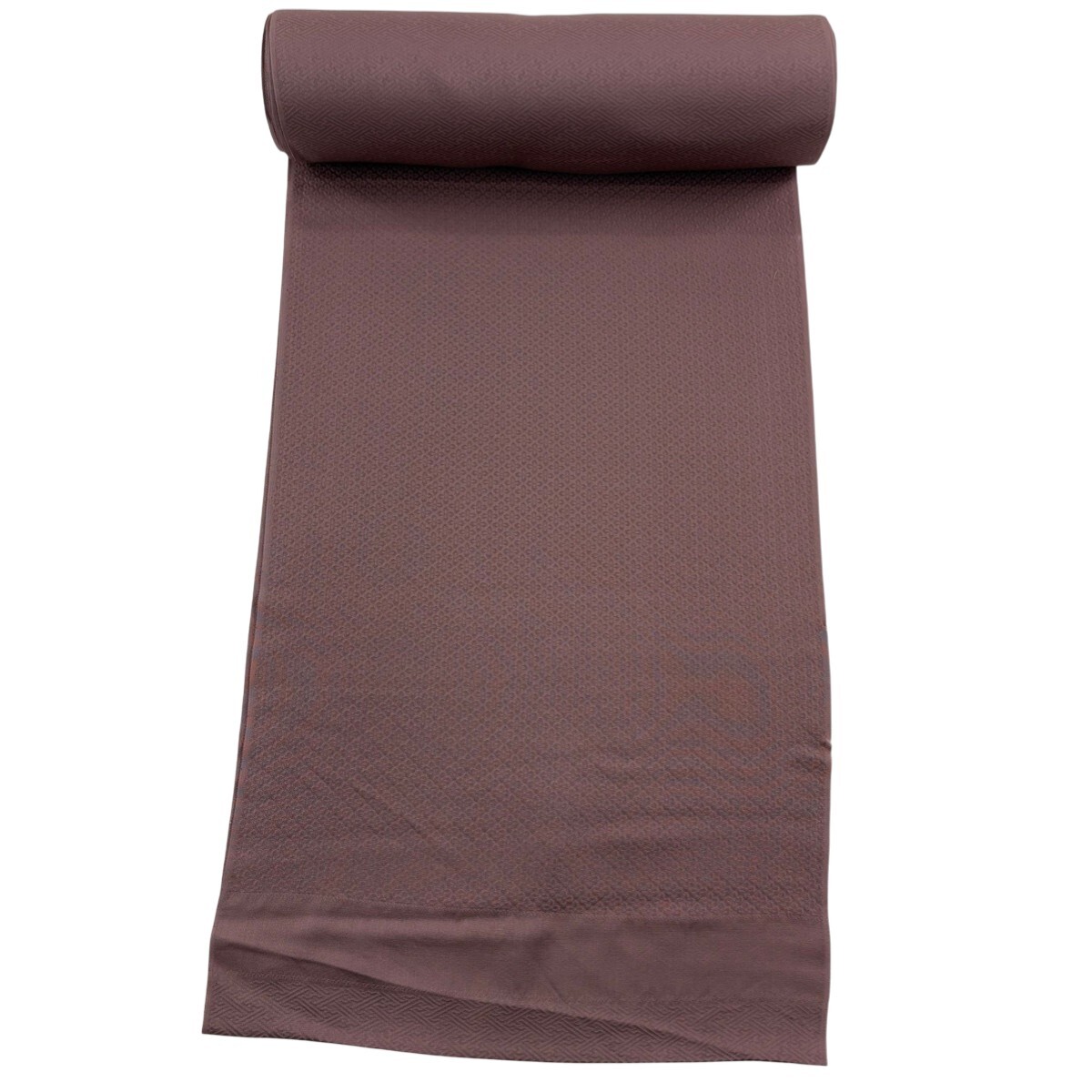 反物 秀品 色無地 地紋 灰紫 正絹 【中古】