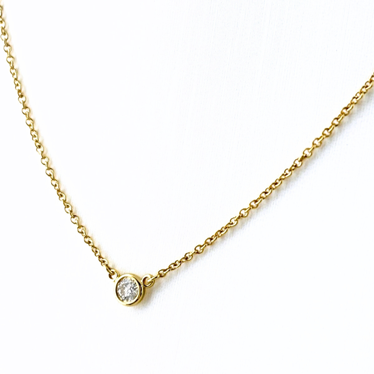 ティファニー TIFFANY&Co. バイザヤード ネックレス YG イエローゴールド ペンダント エルサ ペレッティ 750 ダイヤモンド レディース 中古