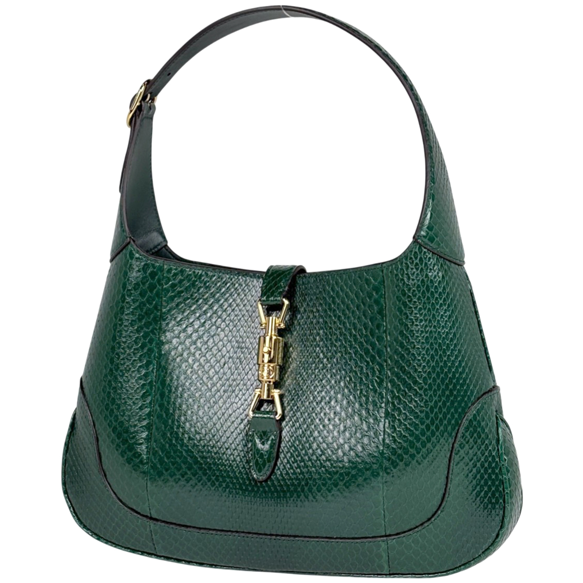 グッチ GUCCI ジャッキー ミディアム ショルダーバッグ ホーボー パイソン グリーン 550152 レディース 【中古】