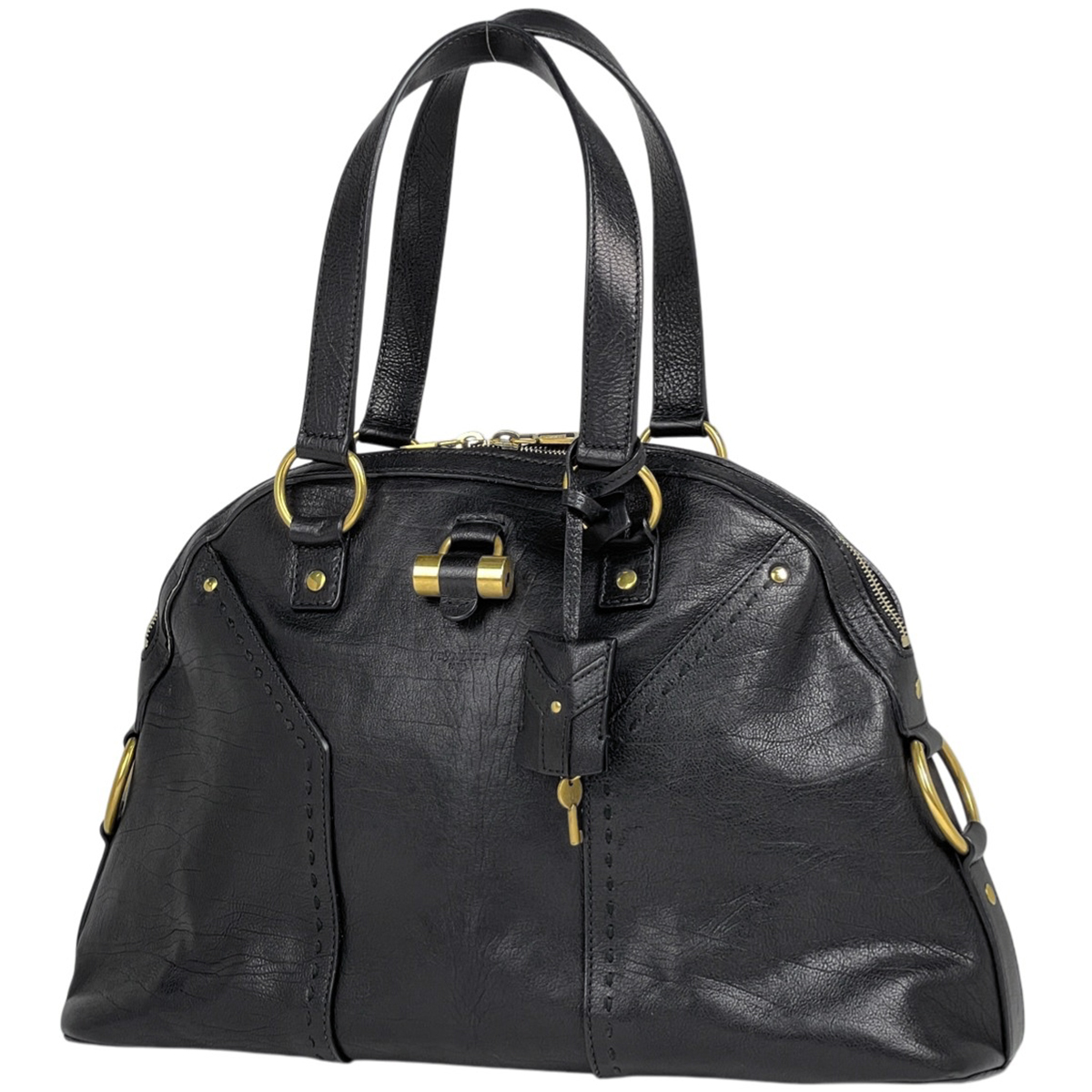 イヴ・サンローラン YVES SAINT LAURENT ミューズ ハンドバッグ ロゴ ハンドバッグ レザー ブラック 156464 レディース 【中古】