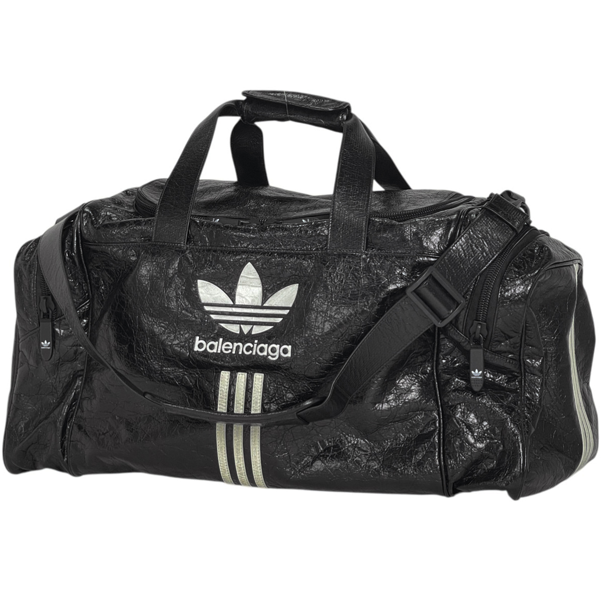 バレンシアガ BALENCIAGA ロゴ ボストンバッグ アディダス ジムバッグ 2WAY ショルダーバッグ レザー ブラック 721810 レディース 【中古】