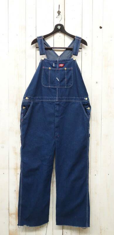 古着卸　VINTAGE US古着 ＊Dickies ディッキーズ＊DENIM OVERALL デニムオーバーオール W42L32＊W216A4C ＊ジップフロント＊MADE IN MEXICO