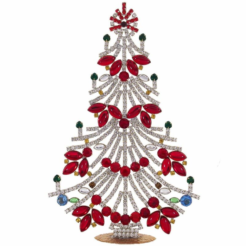 C3144◆【TABOO】◆ クリスマスツリーの置物 * 高さ約25.3㎝ ◆ チェコ産 ガラス ラインストーン ◆ ハンドメイド