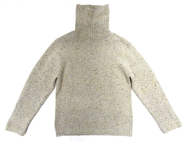 DKNY ダナキャラン ニューヨーク タートルネック ネップ ウール ニット セーター 霜降り ミックス 織り ベージュ 茶 色 サイズ L 80S 90S 
