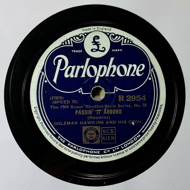 COLEMAN HAWKINS AND HIS ORCH/ ROCKY COMFORT/PASSIN IT AROUND(Parlo R 2954)　SP盤　78RPM　JAZZ 《英》