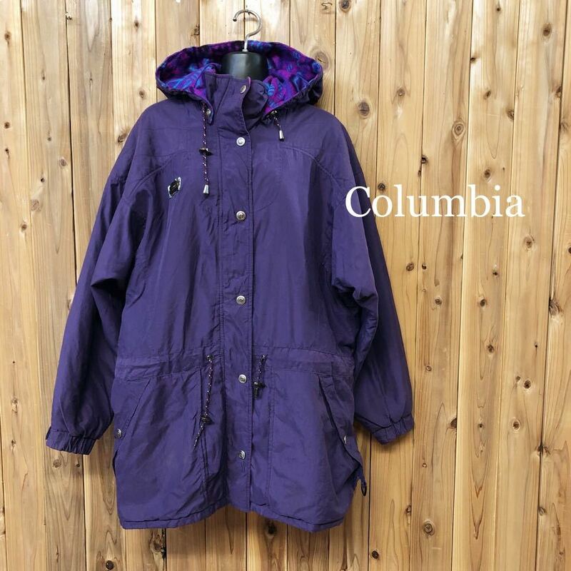 90's【Columbia】Ridial Sleeve ／コロンビア レディース L ナイロンジャケット ブルゾン 裏フリース 防寒 アウトドア 登山 USA古着