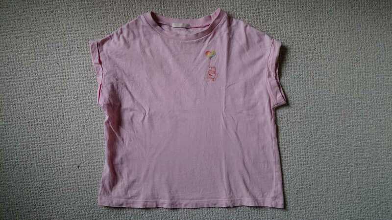 gu 120 薄ピンクくま半袖Tシャツ