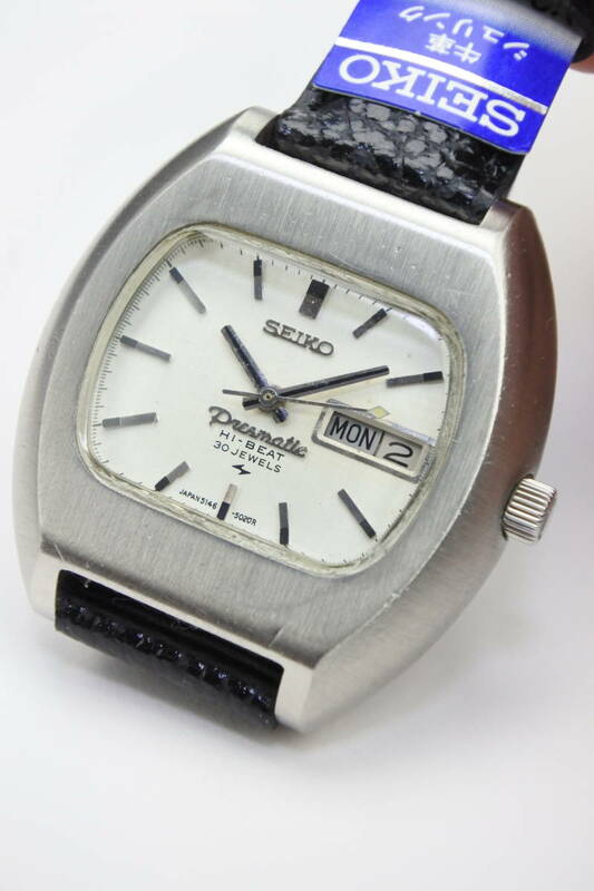 ☆☆☆51系高振動　1970年　SEIKO PRESMATIC HI-BEAT　２８８００振動　３０石　稀少角形自動巻紳士 腕時計　リューズ押日早送　亀戸工場製