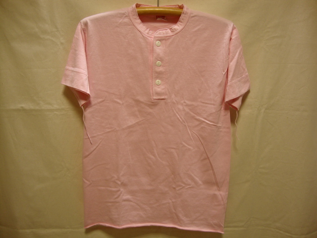 価格￥3.740- ヘルスニット【Healthknit】906S ヘンリーネック Tシャツ-半袖☆color【Dull pink】size【L】U.S.A綿/正規新品