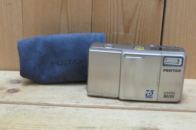 即決・PENTAX/ペンタクッス・ESPIO mini・コンパクトフィルムカメラ・LENS 32mm 1:3.5・75years・エスピオ・シルバー・ポーチ(ケース?)付き