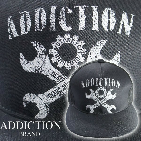 アディクション キャップ 帽子 CAP【パワーレンチ ブラックメッシュ】黒 メッシュキャップ メンズ ADDICTION バイク ホットロッド